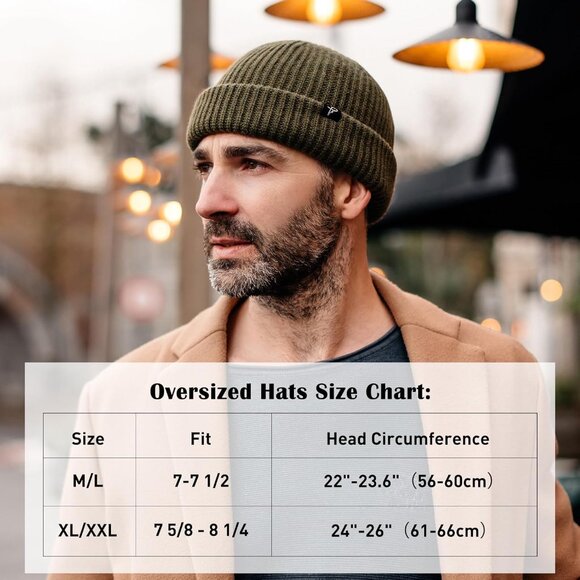Versatile XL/XXL Merino Wool Fisherman Beanie – Lightweight Comfort for Winter - Picture 2 of 6